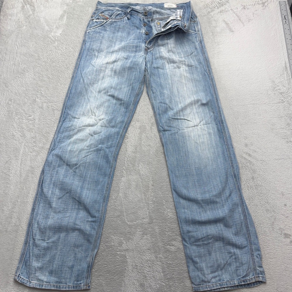 Diesel Jeans Mens 30 Blue Hemix Wash 008GH Straight Leg Relaxed Fit Denim